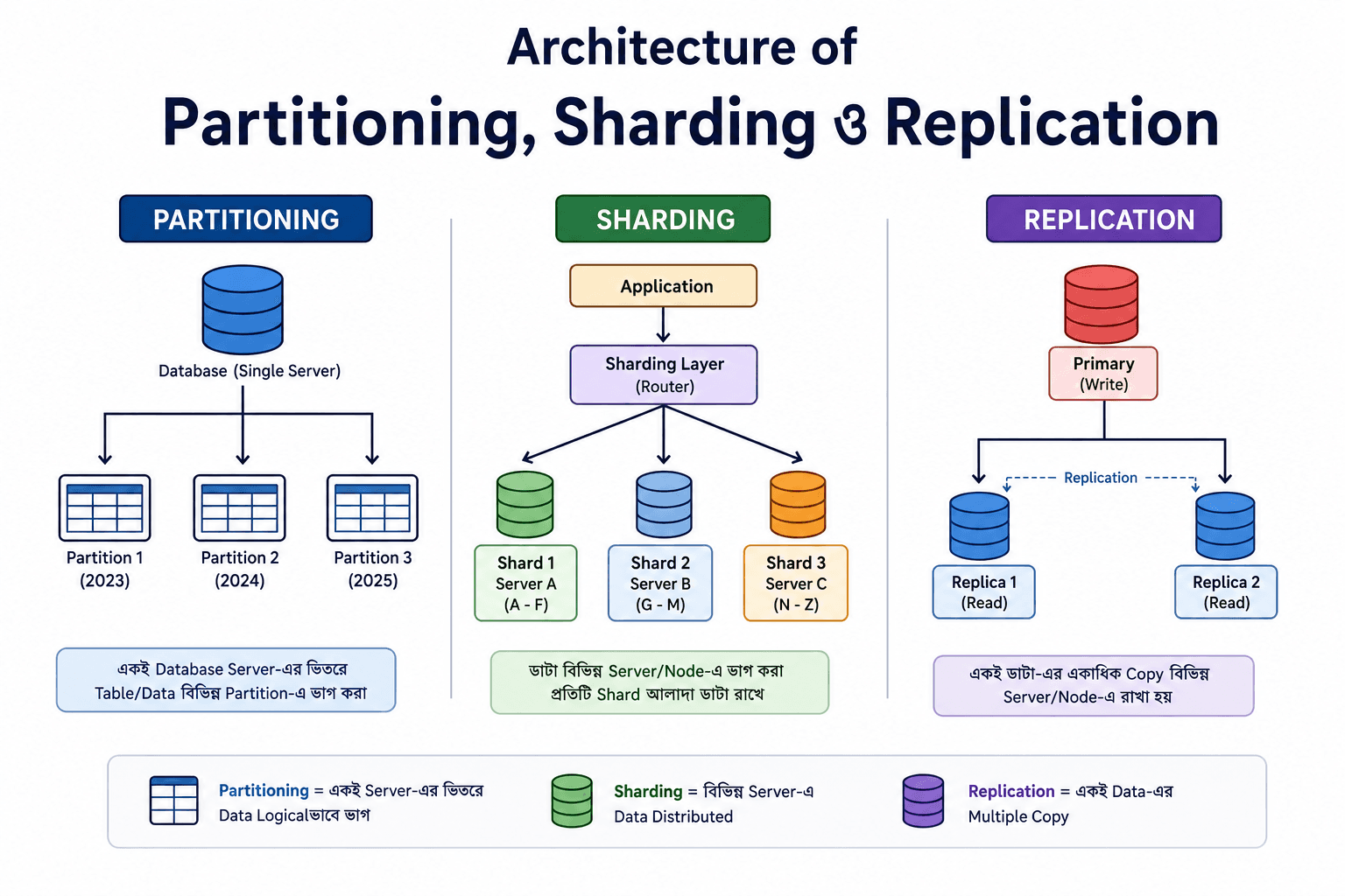 Database Partitioning, Sharding ও Replication: Large-Scale Database কীভাবে Scale করে?